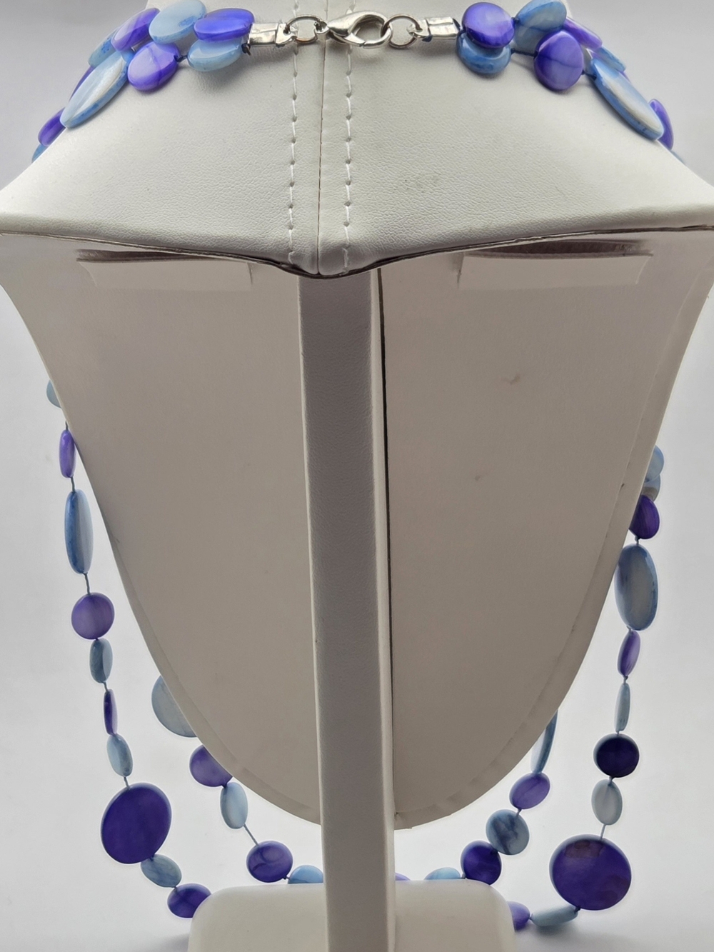 Vintage Blue Purple Mother of Pearl Disc Layered Necklace - Picture 15 of 16